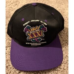 VTG 97’ East Port Team NFL Super Bowl XXXI Black Purple Hat One Size Football